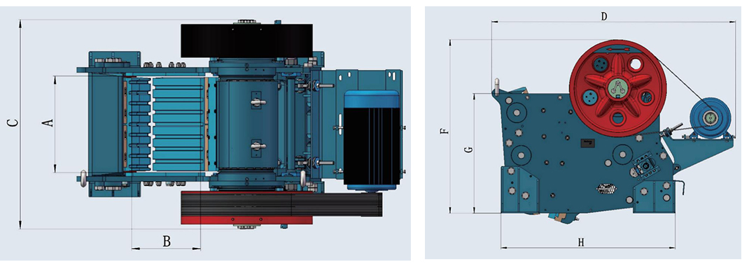 MC 系列顎式破碎機(jī)外觀尺寸圖 MC 系列顎式破碎機(jī)外觀尺寸圖